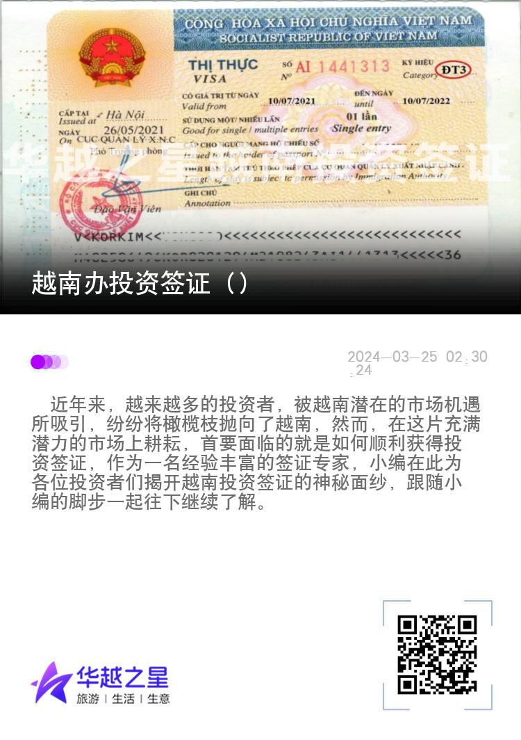 越南办投资签证（办理越南投资签证有条件吗）